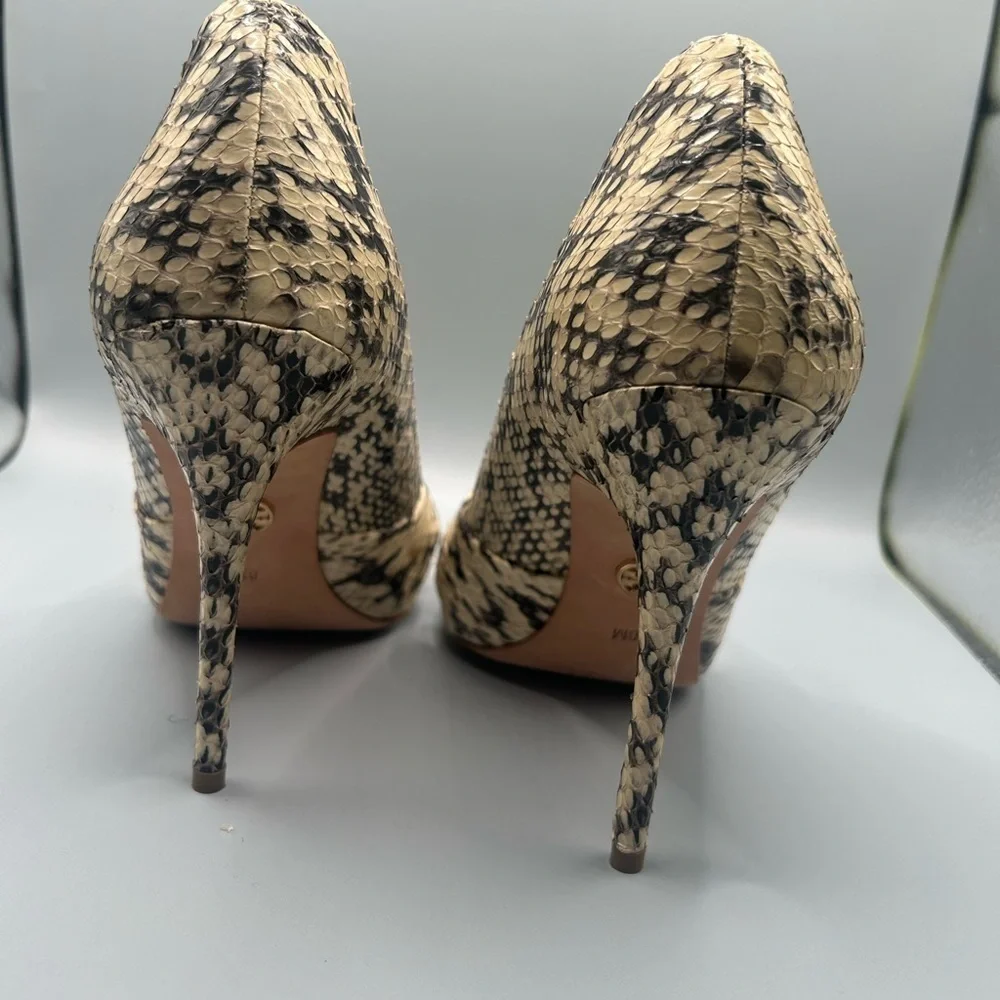 Tory Burch All Leather Snakeskin Peep Toe Pumps Size: 8